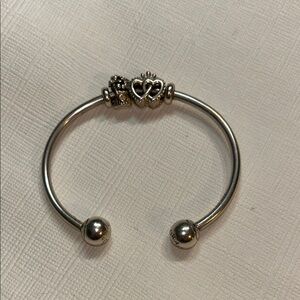 Pandora Silver double charm and with stoppers bracelet